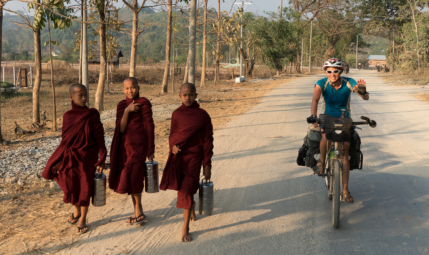 Bicycling through Myanmar. (Photo: David Kroodsma)