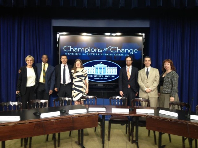 Walter Meyer, David Gibbs and Power Rockaways Resilience team receiving Champions of Change award from the White House