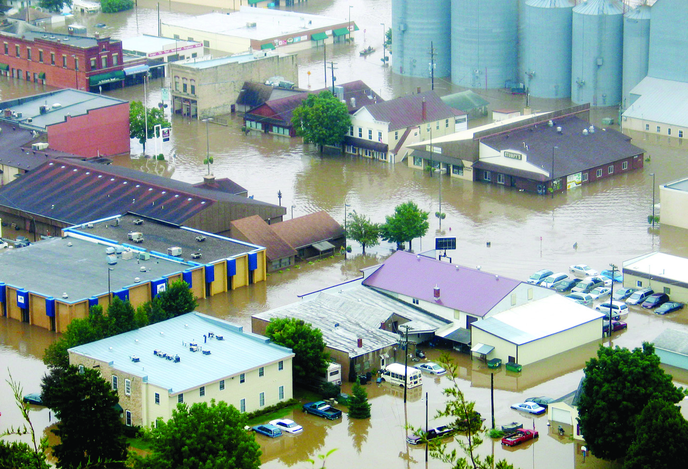 Rushford, Minnesota, near Hedin family farm, shown flooded in August 2007