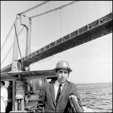 Photo by Bruce Davidson, 1964. Gay at the Verrazano-Narrows Bridge.